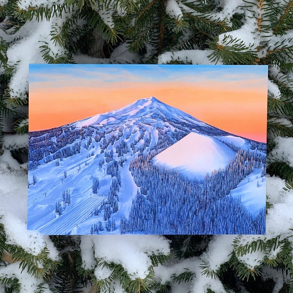 First Tracks - Mt Bachelor Greeting Card | Bend Oregon Greeting Card | Oregon Greeting Card | Mount Bachelor Greeting Card