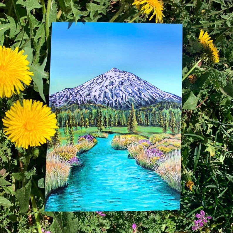 Springtime Bachelor Mt Bachelor Greeting Card Bend Oregon Etsy