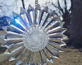 Circular Crystal Suncatcher Ornament, Rainbow Maker Window Decor
