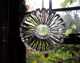 Hexagon Crystal Suncatcher, Rainbow Maker Window Prism, 7-Inch Handmade Sun Catcher