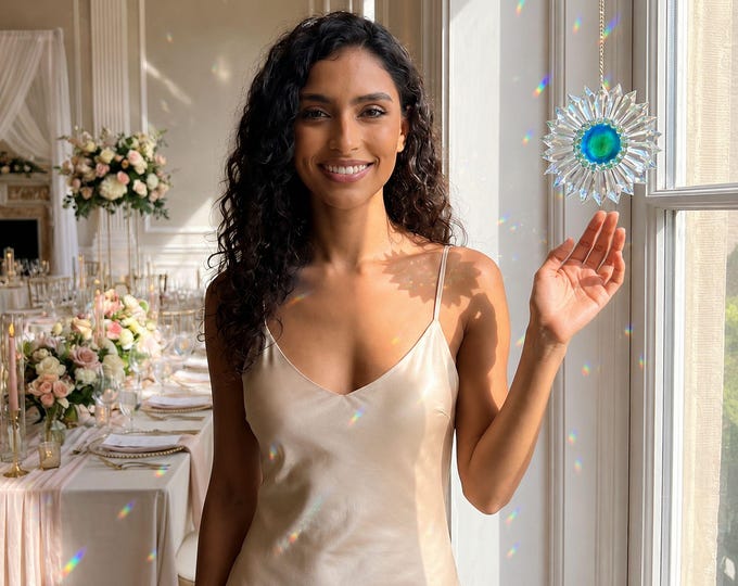Featured listing image: Wedding Crystal Suncatcher, Rainbow Maker Prism Window Decor, Choose Your Color