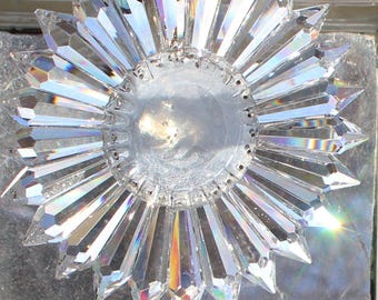 One Handmade Clear Prism Suncatcher | 25 Lead Glass Prisms, SunRain Window Hanging