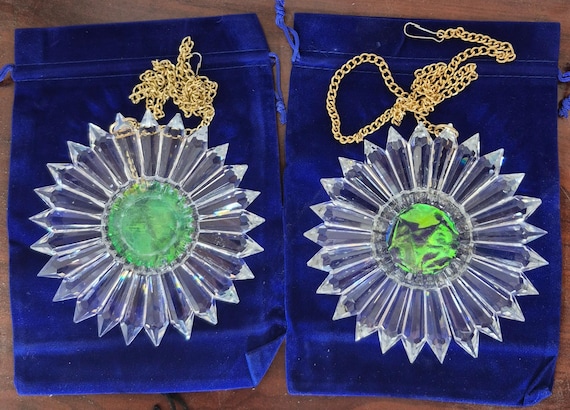 Iridescent Pair Rainbow Maker Suncatcher | SunRain Crystal Window Prism Art