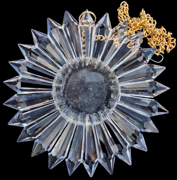 Handmade Crystal Prism Suncatcher | 25 Lead Glass Prisms, SunRain Window Hanging