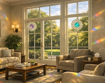 Crystal Clear Suncatcher for Yoga Room, Calming Rainbow Maker Window Decor