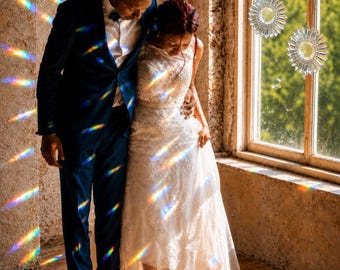 Wedding Suncatcher Set of 4, Crystal Rainbow Makers for Reception Windows