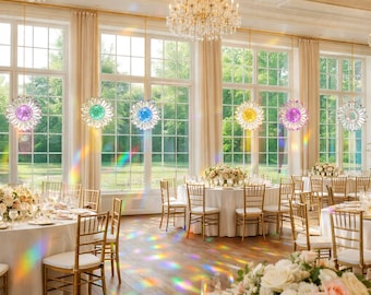 Wedding Suncatcher Set of 9, Crystal Rainbow Makers for Reception Windows