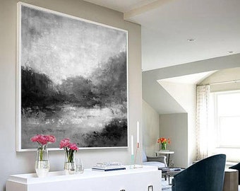 black and white abstract painting canvas,huge wall art,contemporary wall art abstract,extra large paintings,modern abstract paintings H26