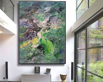 extra stor väggkonst abstrakt, original abstrakt målning på duk, stor dukkonst, modern abstrakt väggkonst, stor akrylmålning H20
