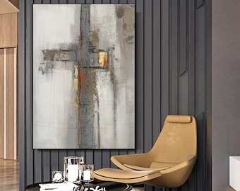 stor duk väggkonst, modern abstrakt målning, original oljemålning på duk, extra stor abstrakt väggkonst, texturerad målning H557