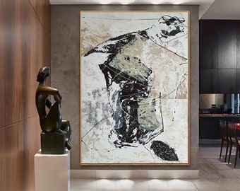 Original Leinwand Malerei, große Ölgemälde abstrakt, große Leinwand Kunst für Wohnzimmer, abstrakte Leinwand Wandkunst, zeitgenössische Wandkunst H351