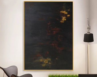 extra large wall art, original abstract oil painting, black painting abstract canvas art, original art on canvas, contemporary wall art A16