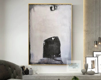 large canvas painting, black and white painting, original abstract oil painting, oversized canvas art abstract, minimalist art painting H654