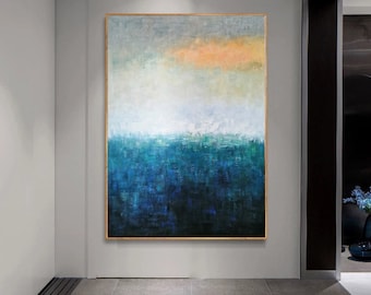 blue abstract painting on canvas,extra large wall art abstract,large canvas wall art,huge wall art,modern abstract painting original H448