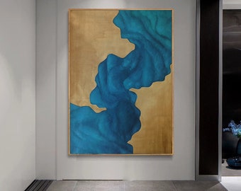 extra large abstract art, teal painting, turquoise abstract painting original, original painting on canvas, modern abstract painting A15
