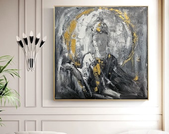 extra large wall art abstract, Buddha oil painting original on canvas, Buddha canvas art, Buddhism wall art canvas, acrylic painting H649