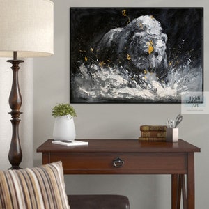 Original Abstract Oil Painting Extra Large Wall Art on Canvas Bear Painting Handmade Painting Bear Wall Art Living Room Wall Decor H667