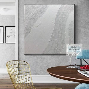 original abstract painting on canvas, extra large canvas art, white abstract art, rich textured painting handmade, living room wall art H731