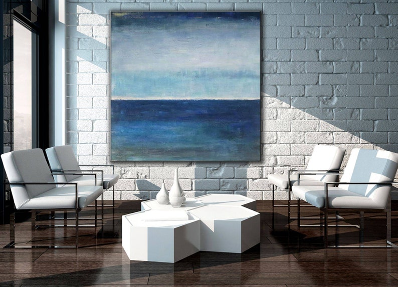 large abstract canvas art,oversized wall art,extra large wall art on canvas,large acrylic painting abstract,blue abstract painting H33 image 4