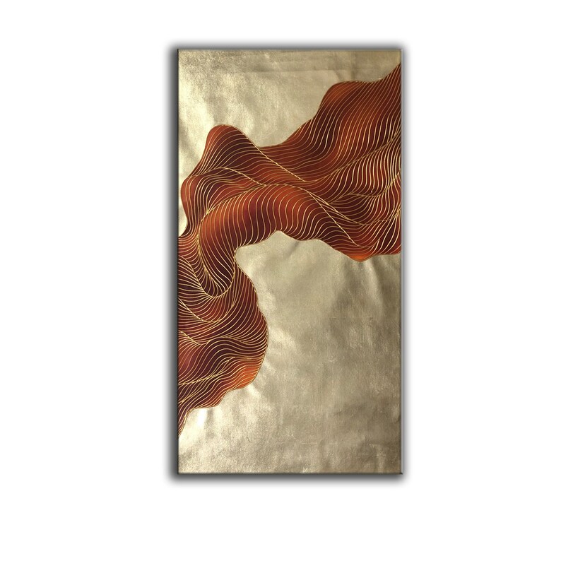 Large Abstract Wall Art Gold Canvas Painting Red Abstract Etsy