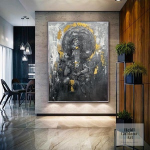 buddha wall art canvas, original oil painting abstract, modern buddha painting, contemporary art hand painted, abstract canvas art H650