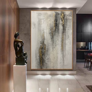 original oil painting, large canvas wall art, grey painting, large abstract artwork, abstract canvas art, contemporary painting canvas H561