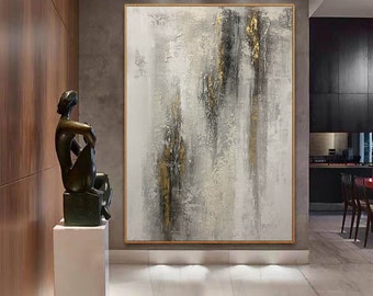 original oil painting, large canvas wall art, grey painting, large abstract artwork, abstract canvas art, contemporary painting canvas H561