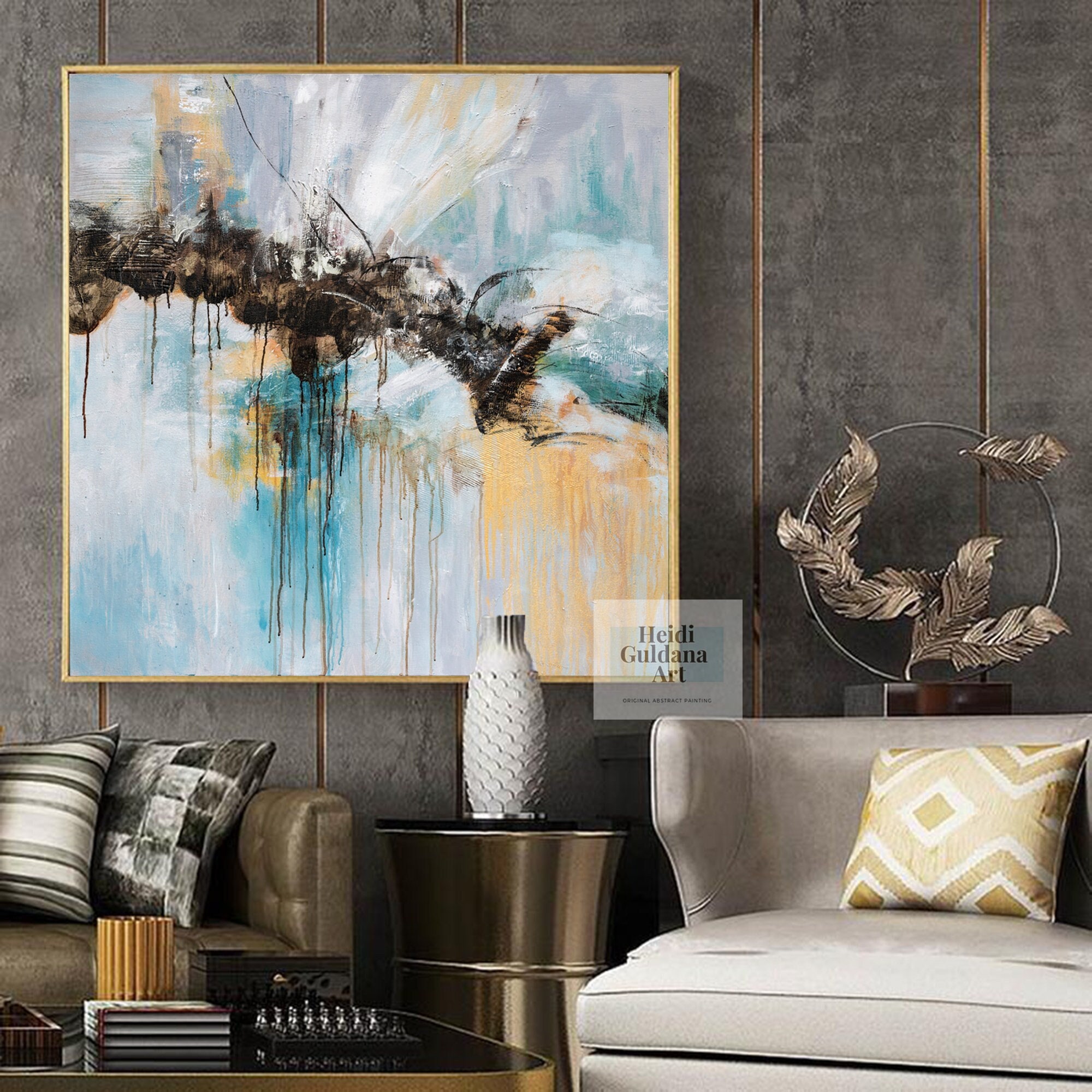 Peinture à l'huile Hang-peint Peint à la main - Abstrait Moderne Inclure  cadre intérieur / Toile tendue de 2019 ? € 70.19