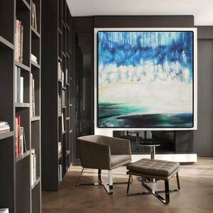 original abstract painting on canvas,extra large canvas artwork, large abstract canvas art, blue abstract painting, large canvas wall artH34
