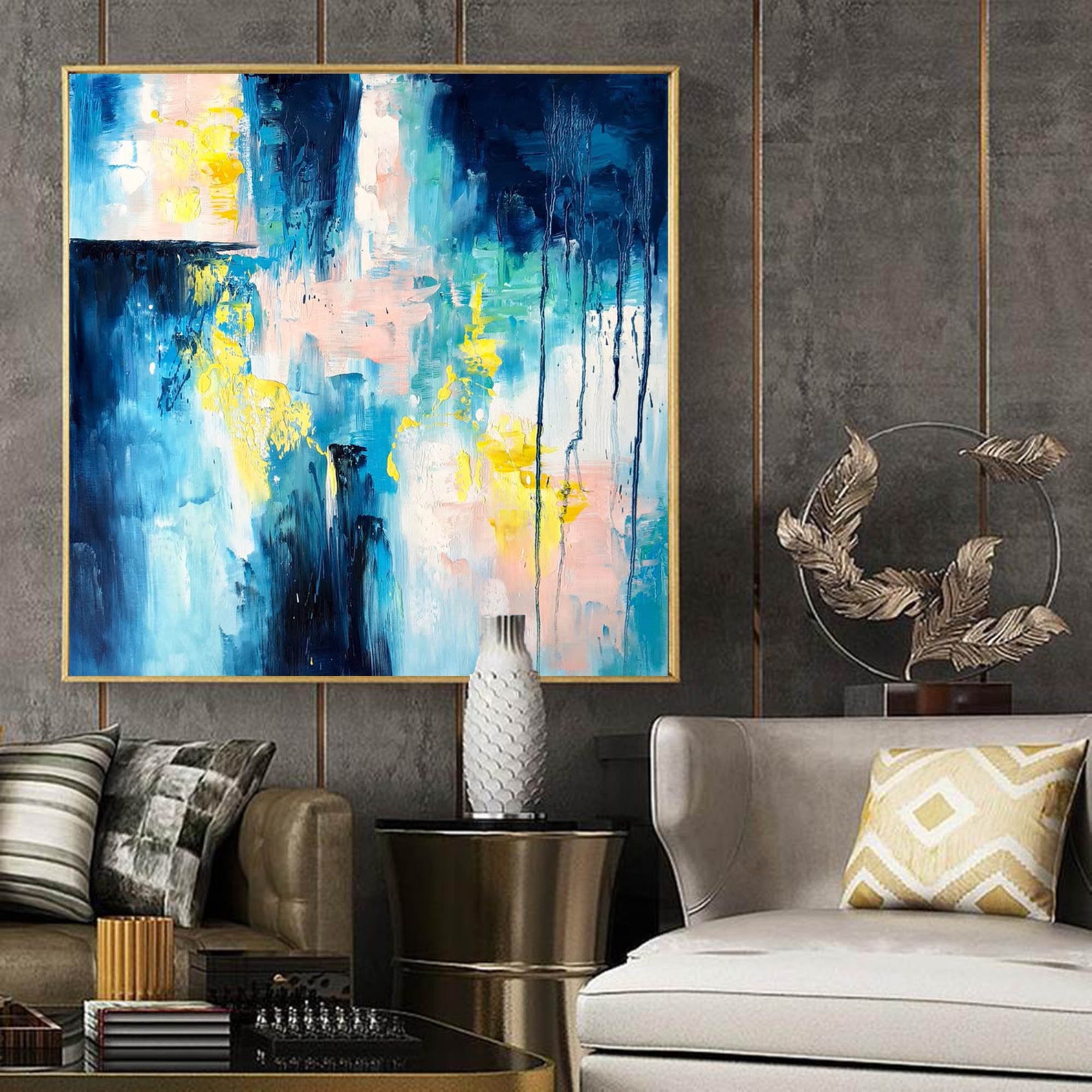 Extra Large Original Painting on Canvaslarge Framed Abstract - Etsy