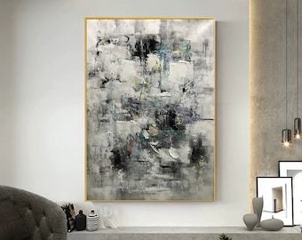 特大ウォールアート抽象画、キャンバスに描かれたオリジナル絵画、大型