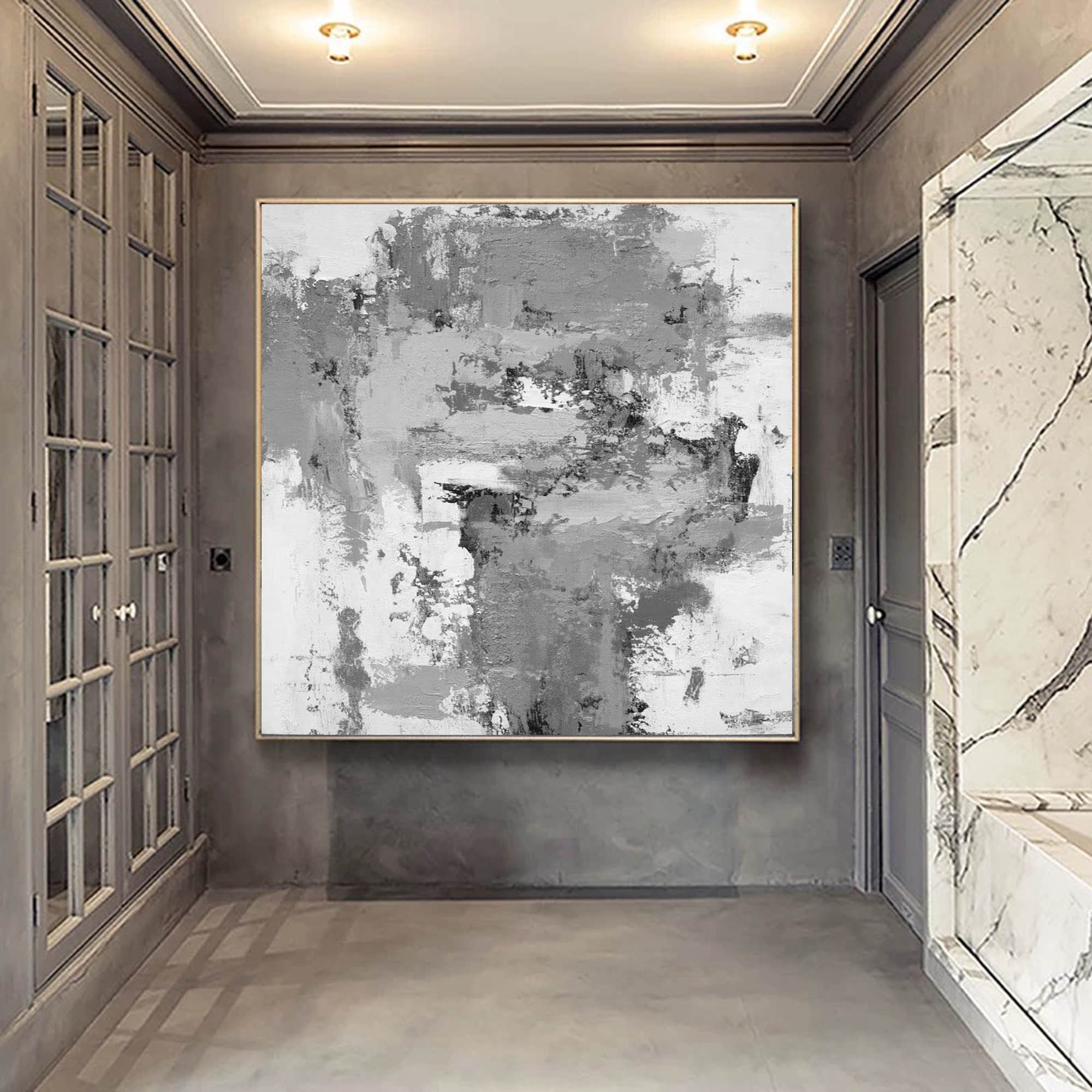 Large canvas art grey painting modern abstract artwork Etsy
