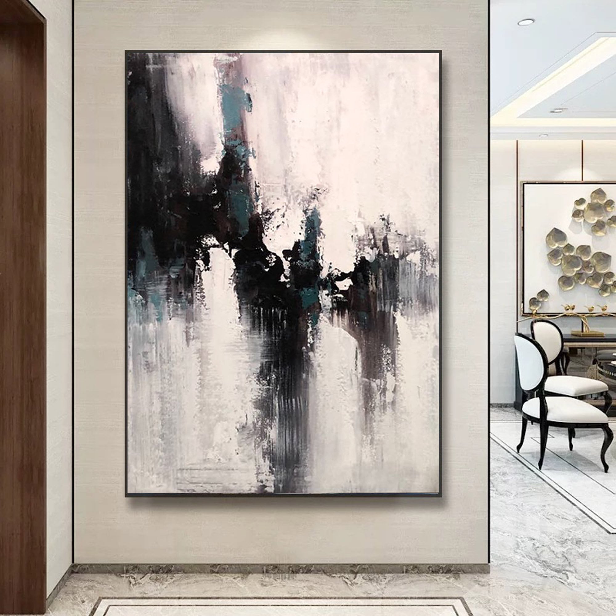 大きなキャンバスの壁アート、抽象画オリジナル、キャンバスに描かれた