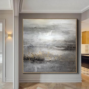 Gray wall art, Original Gray Abstract Painting On Canvas, Abstract Fine Art, Modern Textured Painting for Living Room Wall Decor H446
