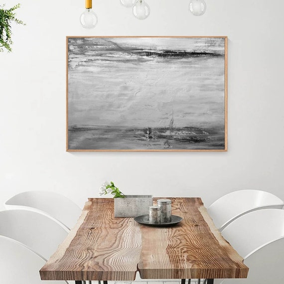 black and white abstract painting,minimalist art,large canvas art,modern wall art decor,original textured painting on canvas,home decor H167