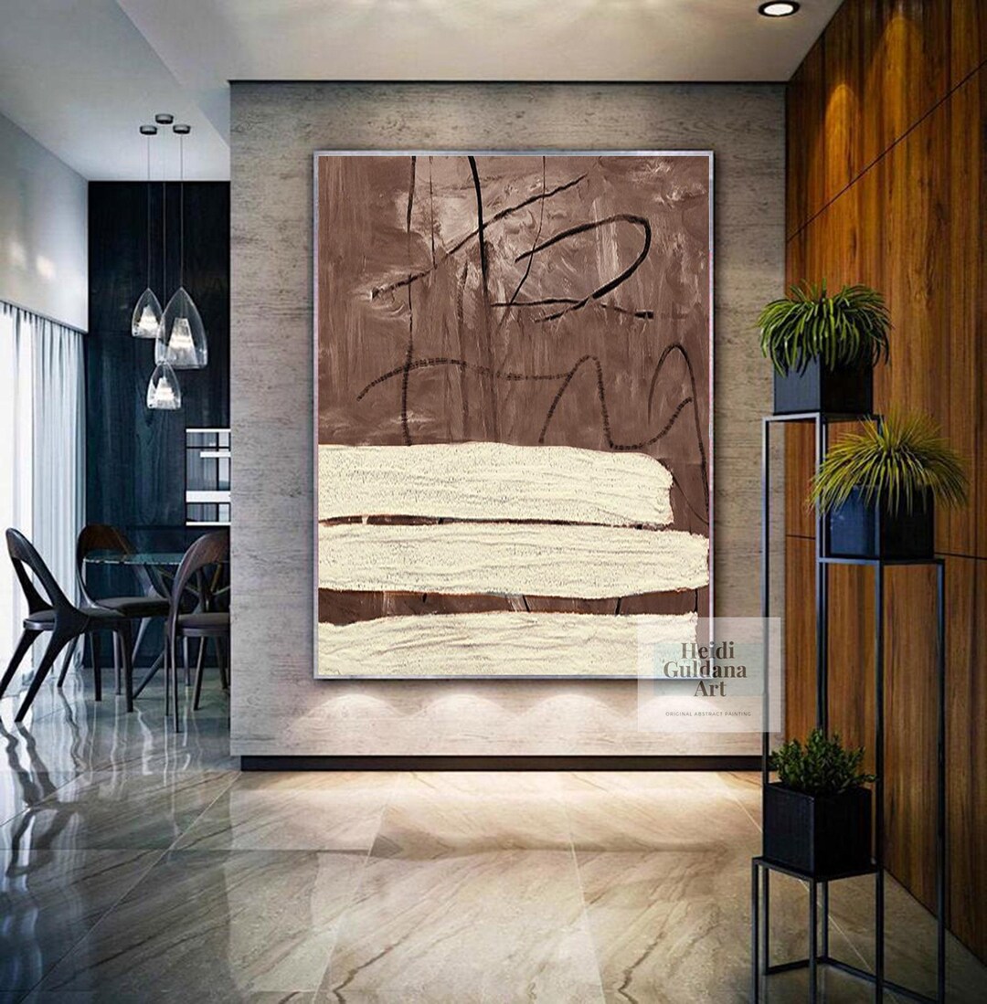 Original Wall Art Brown Abstract Painting Canvas Large Wall Art ...