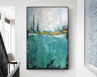 original abstract painting, extra large wall art,green painting,large canvas art,contemporary art original,vertical abstract painting H169