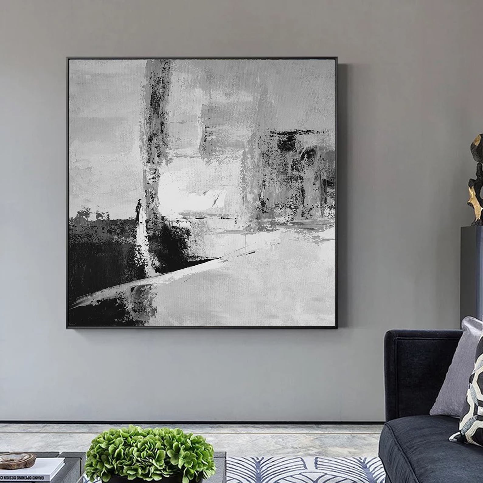 Grey painting extra large canvas wall art large abstract Etsy