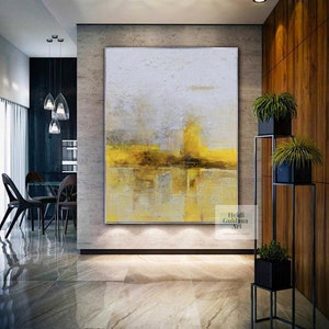 Originalgemälde auf Leinwand, gelbes Gemälde handgemalte Wandkunst, Originalölgemälde auf Leinwand, extra große Wandkunst abstrakt H781