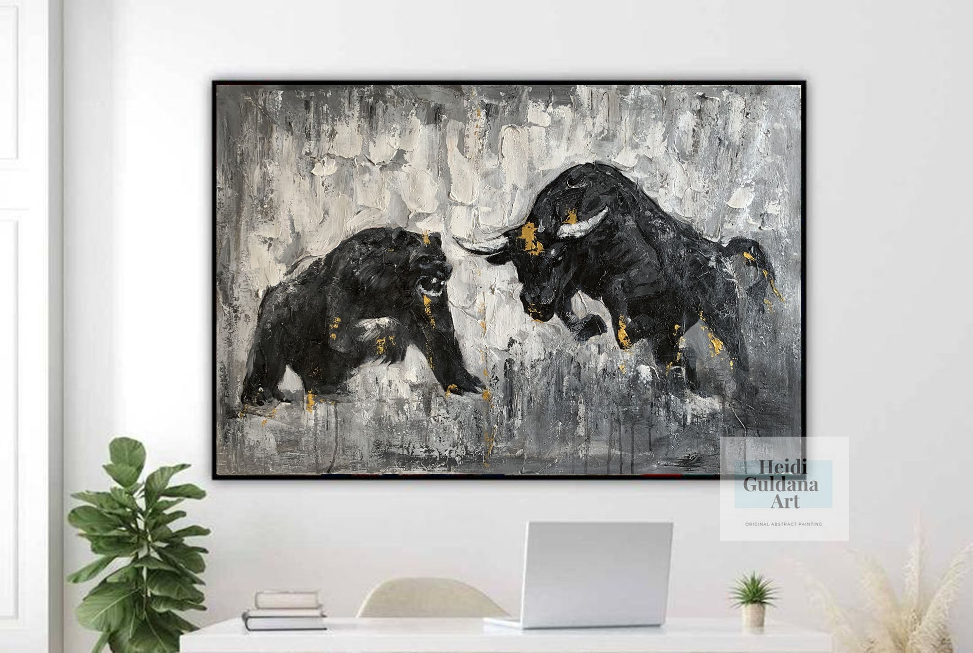 Antique Paintings Bull Bear