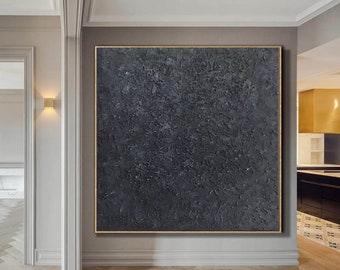 large canvas wall art, very black painting, black abstract wall art,abstract painting original large,3D textured wall art, oil painting H494