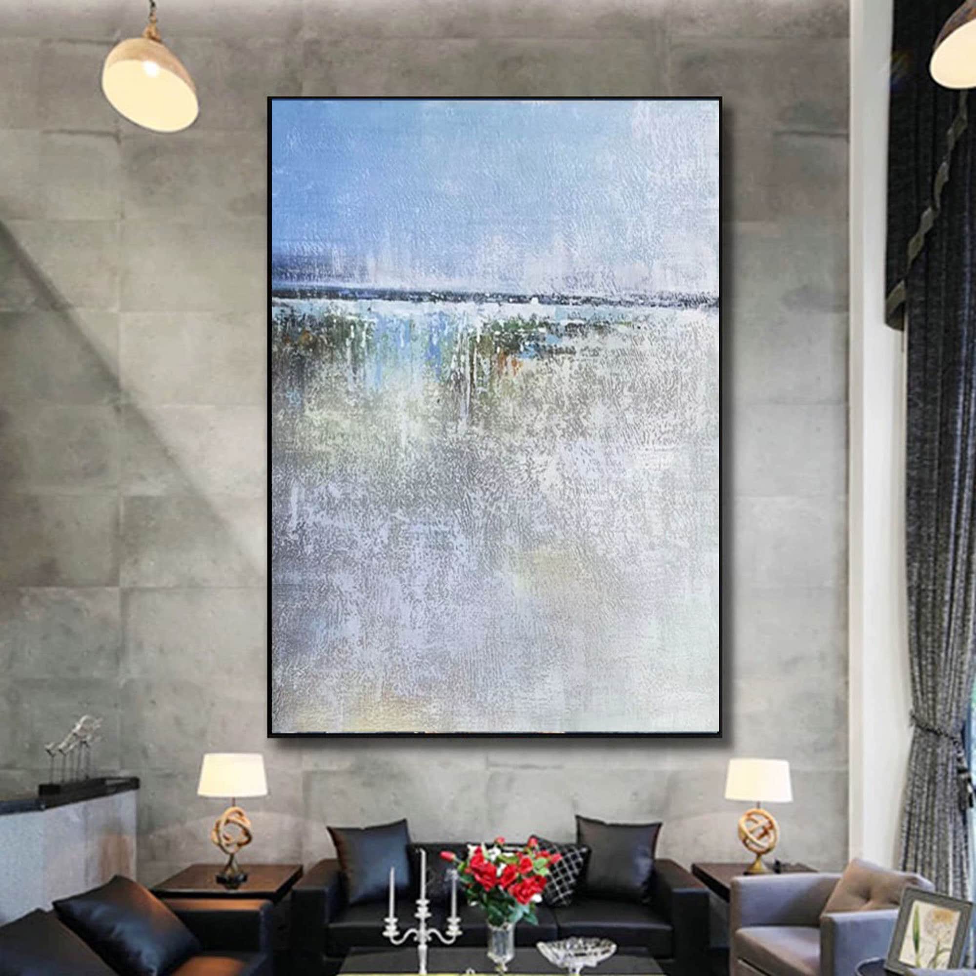 Blue Abstract Painting,extra Large Painting on Canvas,large Blue Canvas ...