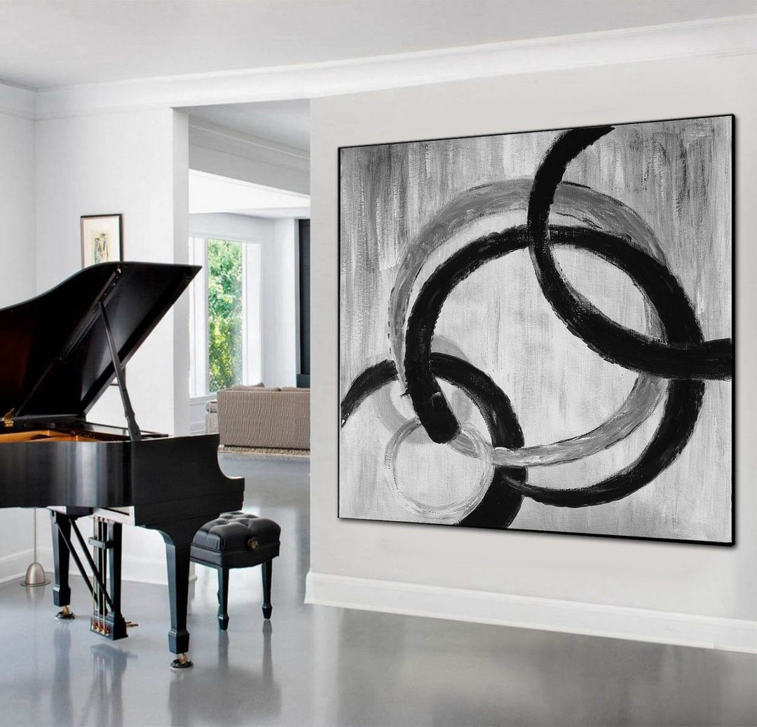 Original Abstract Painting on Canvas, Grey Painting, Extra Large Wall ...