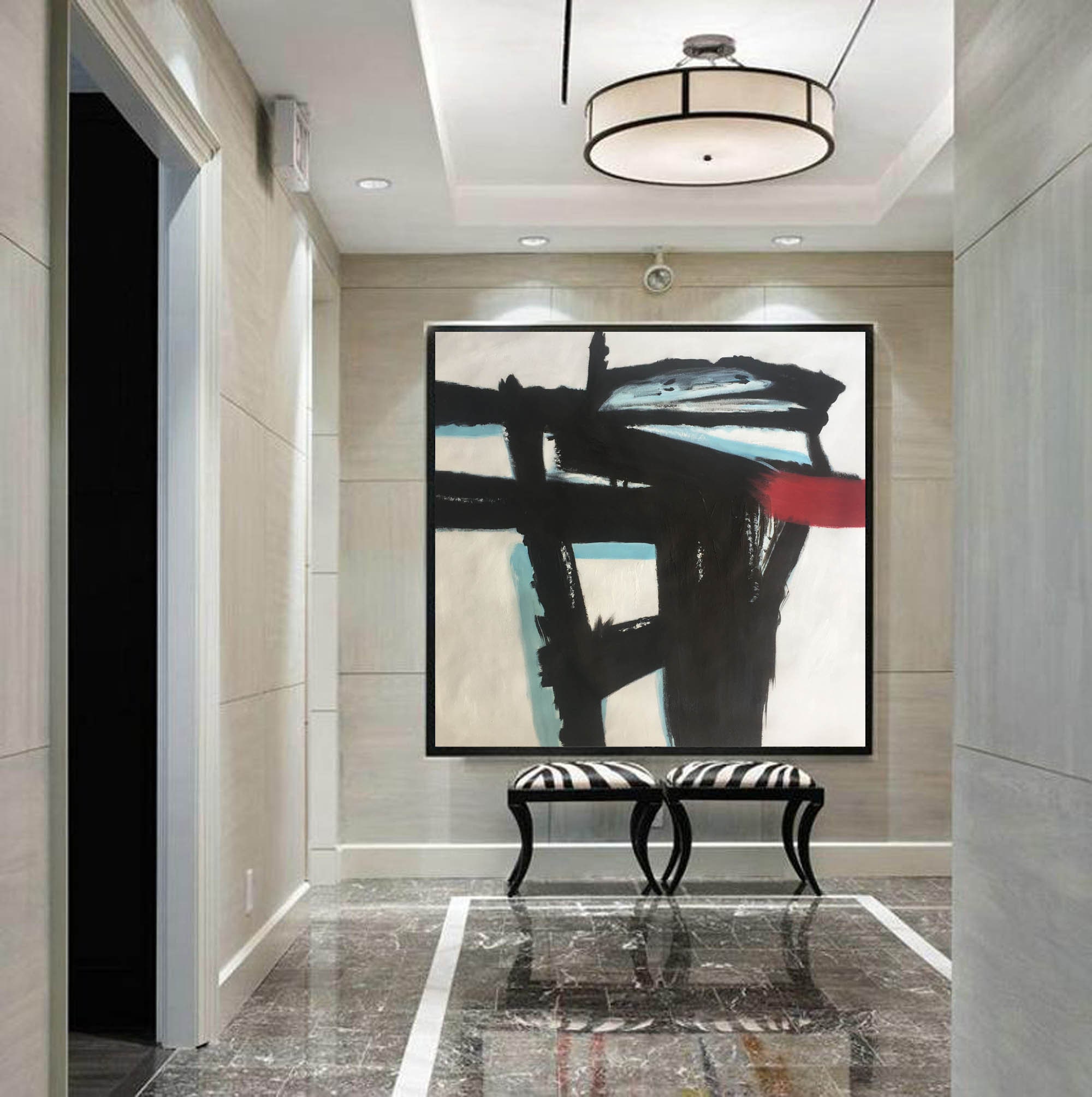 Large Black and White Abstract Art on Canvas,modern Wall Art,large ...