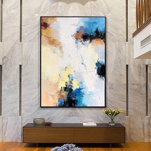 Large Canvas Wall Art, Blue Painting, Original Abstract Painting on Canvas, Extra Large Abstract Art, Contemporary Abstract Painting H608