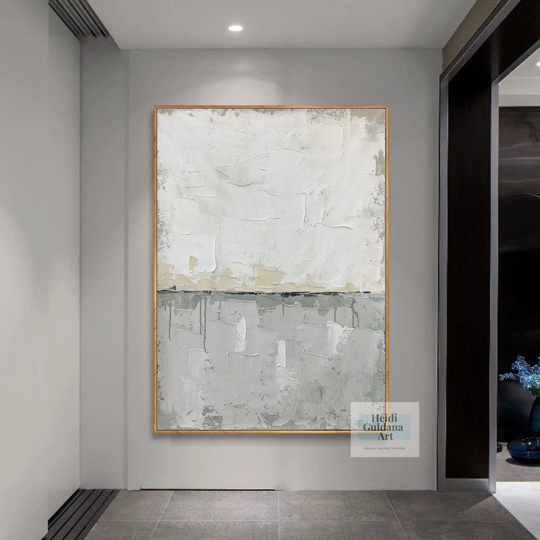Origina Art Painting Gray and White Abstract Oil Painting White ...