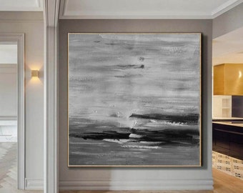 black and white paintings,abstract oil painting,black and white wall art,abstract wall art,large wall art,wall decor,black abstract art H180