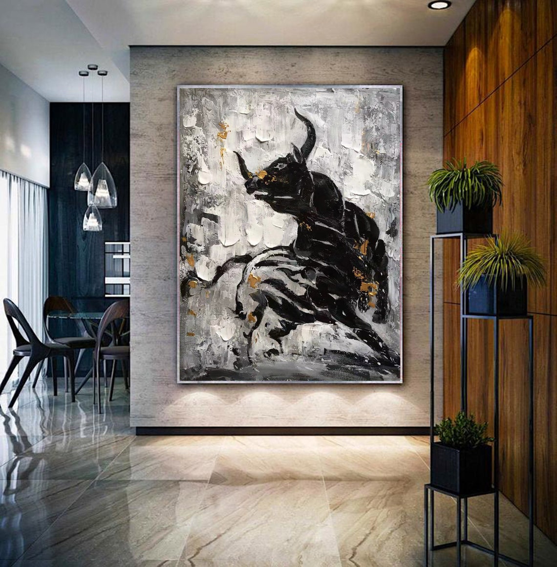 Large bull painting canvas ox painting original abstract Etsy