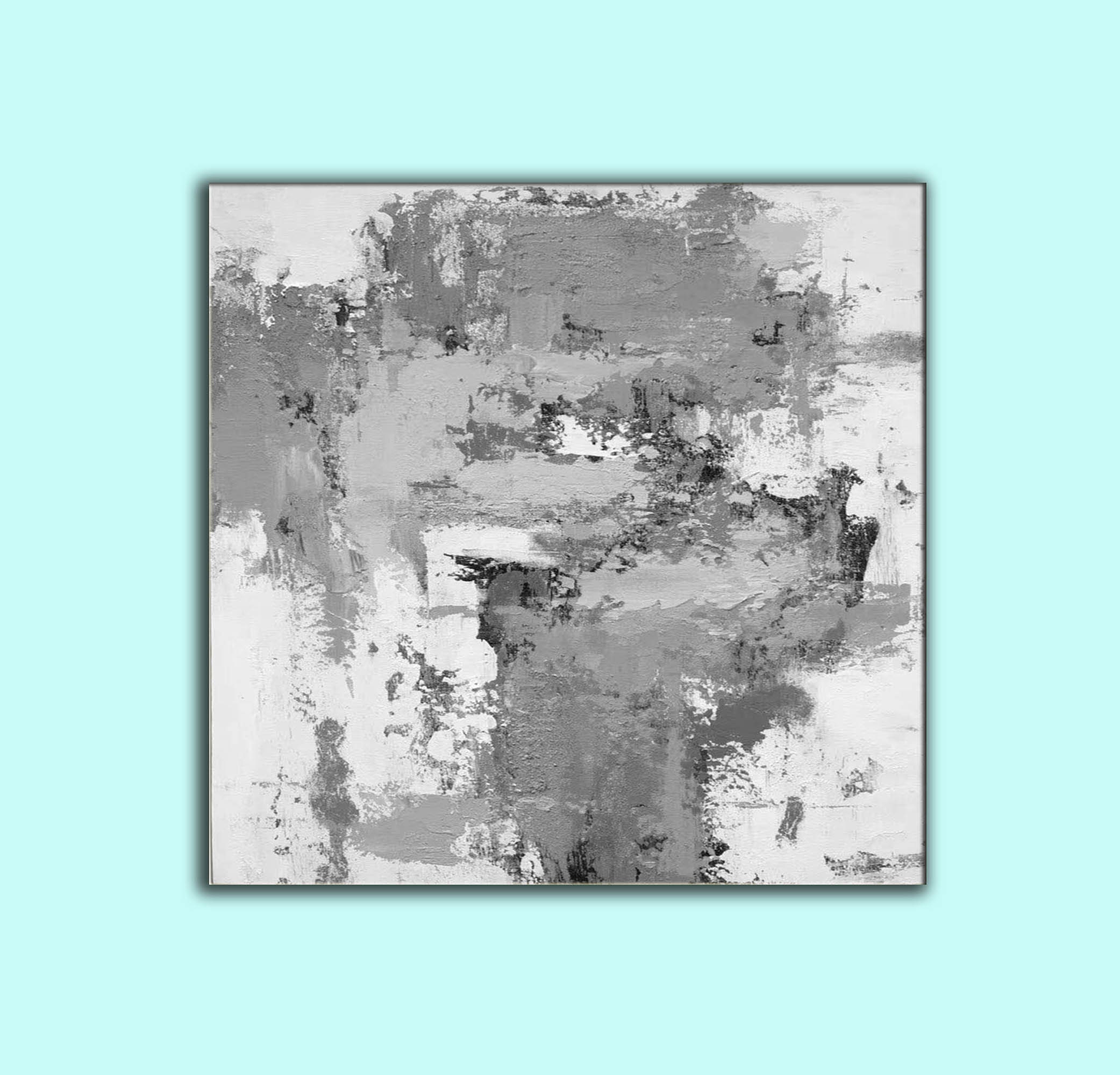 Large canvas art grey painting modern abstract artwork Etsy