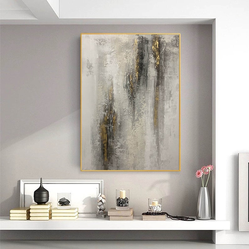 Large Canvas Wall Art Grey Painting Large Abstract Artwork Etsy